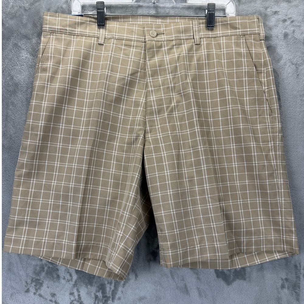 PGA Tour Mens Fairway Golf Shorts Silver Mink Plaid 36 PCSB0084 255 NWT